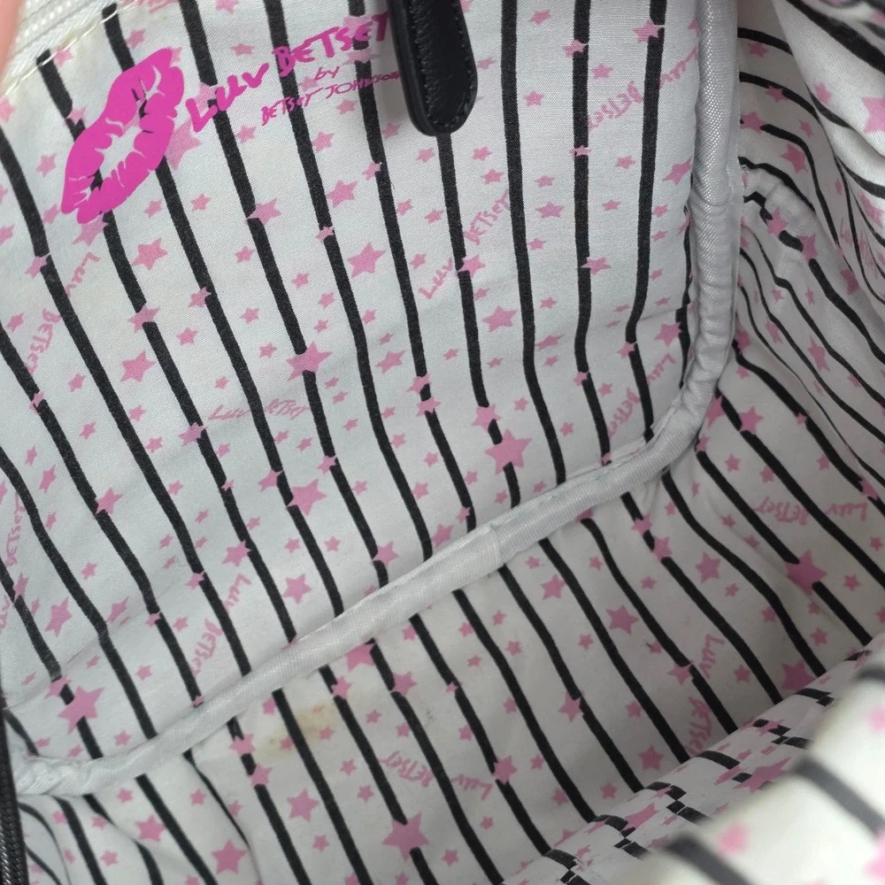 Luv Betsey Johnson French Bulldog‎ Mini Backpack Black White Pink Puppy Dog Bag